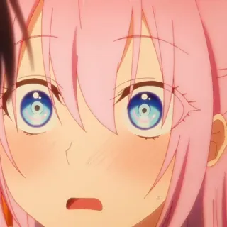 🌷 30d05614 Anime, Fille, Cheveux roses, Yeux bleus, Choquée, Surprise, Dessin animé telegram sticker