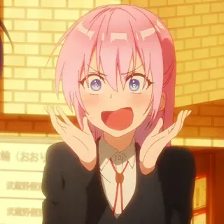 🌷 4d8ff525 Anime, Personnage, Fille, Cheveux roses, Expression, Excité(e) telegram sticker