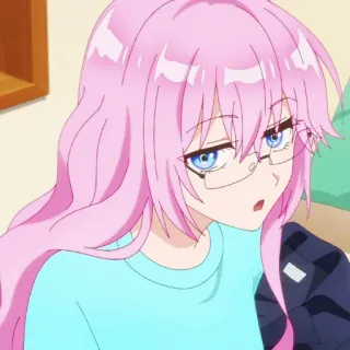 🌷 dbfc71b9 fille anime, cheveux roses, lunettes, mignon, dessin animé, animation telegram sticker