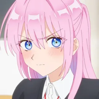 🌷 fe9b3676 Animé, Manga, Cheveux roses, Fille, Uniforme scolaire, Mignon, En colère, Expression telegram sticker