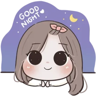 🌙 113d3c52 GOOD NIGHT gute Nacht, schläfrig, süß, Cartoon, Nacht, Mond whatsapp sticker