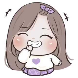 🌙 365bf867 Mädchen, Cartoon, niedlich, lila, Illustration, Aufkleber whatsapp sticker