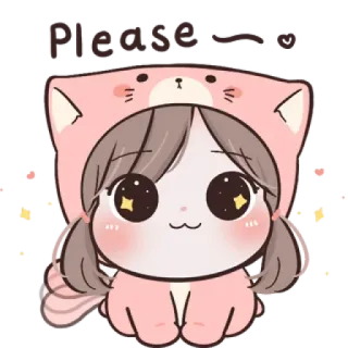 🍒 7587aaea kawaii, süß, chibi, Tier-Hoodie, Cartoon, Figur whatsapp sticker