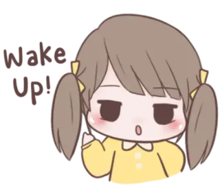 🌙 debe79e3 Wake Up! Anime, Mädchen, Aufwachen, Süß, Cartoon, Schläfrig whatsapp sticker