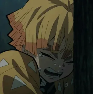 🧡 52a4c05a Zenitsu Agatsuma Demon Slayer Anime, Demon Slayer, Zenitsu, Piangere, Triste, Emozione, Spaventato telegram sticker