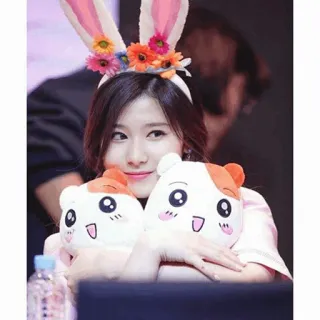 🐹 cea3b9ce 여자, 귀여운, 토끼 귀, 인형, 꽃, 케이팝, 소녀, 예쁜 telegram sticker