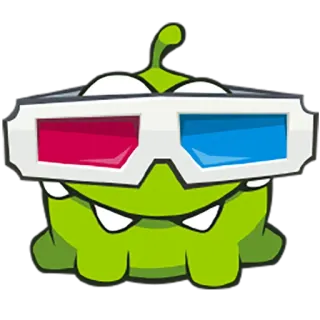 😎 8d79c318 Om Nom Cut the Rope Om Nom, Cut the Rope, Naklejka, Gra, Okulary 3D telegram sticker