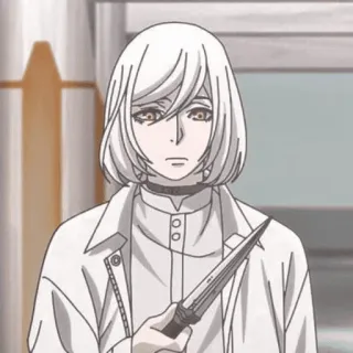 🗡 852936e4 Anime, Pisau, Karakter, Rambut Putih whatsapp sticker