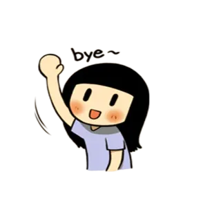👋 0e1f17bb bye~ Cartoon, Meisje, Doei, Zwaaien, Kawaii telegram sticker