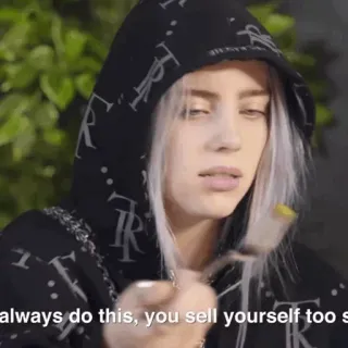 🕷 7ef20c74 Billie Eilish always do this, you sell yourself too s Billie Eilish, chanteuse, pop star, musicien, célébrité telegram sticker