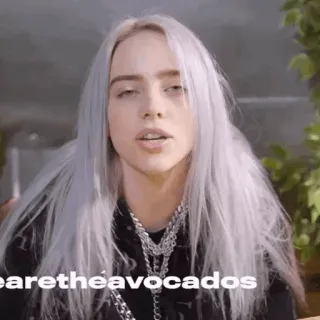 🕷 a2f89b5d Billie Eilish wherearetheavocados billie eilish, chanteuse, musique, fan, pop, où sont les avocats telegram sticker