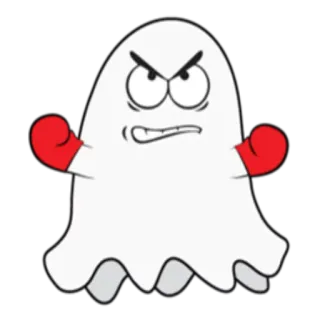 😤 3677e516 fantasma, dibujos animados, boxeo, enojado, personaje, deportes, halloween telegram sticker