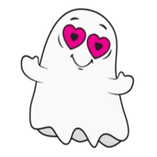 😍 56838401 fantasma, lindo, kawaii, amor, corazones, ojos, dibujos animados, feliz telegram sticker