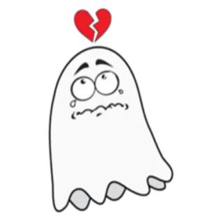 💔 7381a783 fantasma, corazón roto, triste, dibujos animados, llorando, solo, Halloween, bu telegram sticker