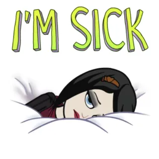 😨 2c9a5b29 I'M SICK malato, stanco, malato, letto, cartone animato, esausto, sentirsi male whatsapp sticker