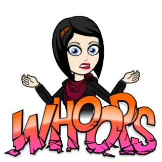 😳 7eea8e47 WHOOPS Ops, Oops, Errore, Incidente, Scusa, Cartone animato, Bitmoji whatsapp sticker