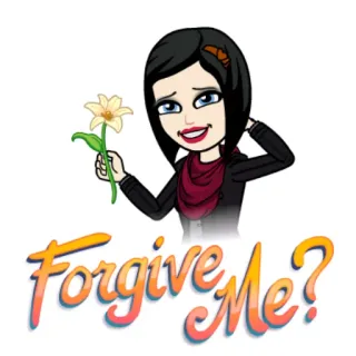 😬 e8db3249 Forgive Me? perdonare, scusa, mi dispiace, bitmoji, fiore whatsapp sticker