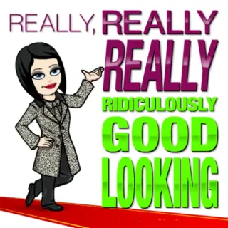 😍 a724af29 REALLY, REALLY RIDICULOUSLY GOOD LOOKING bitmoji, gutaussehend, lächerlich, mode, stil, cartoon telegram sticker