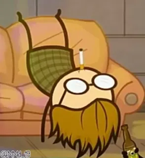 🚬 666cdea8 @MMd_19 การ์ตูน, เครา, สูบบุหรี่, เบียร์, โซฟา, แว่นตา telegram sticker