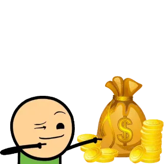 😜 3153d2d1 geld, goud, Cyanide and Happiness, cartoon, rijkdom, succes telegram sticker