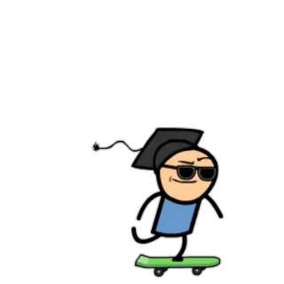 😎 91bc2c62 火柴人, 毕业生, 滑板, 太阳镜, 氰化物欢乐秀, 卡通 telegram sticker