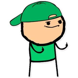 🖕 01f928f3 Kartun, Karakter, Jari tengah, Gestur ofensif, Hijau, Topi whatsapp sticker