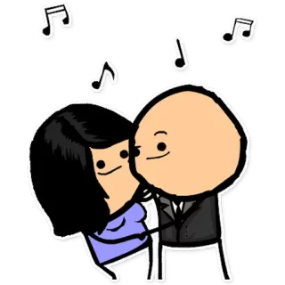 🎼 0c3a970d kartun, pasangan, cinta, musik, Cyanide and Happiness, romantis whatsapp sticker