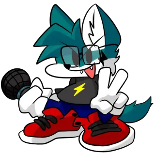 ✌️ 168a4deb 卡通, 拟人化, 狼, 麦克风, 毛茸茸 whatsapp sticker