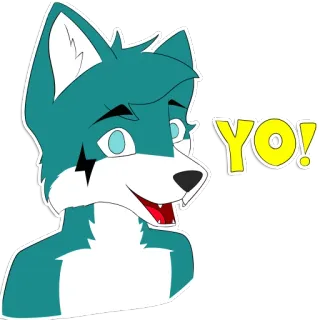 😃 2fba27d0 YO! 狼, 毛茸茸, 问候, 哟, 动物, 卡通 whatsapp sticker