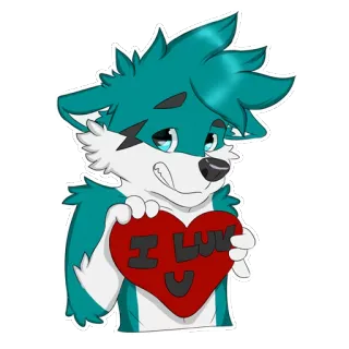 😍 4566cb00 I LUV U 兽人, 心, 爱, 喜爱, 狼 whatsapp sticker