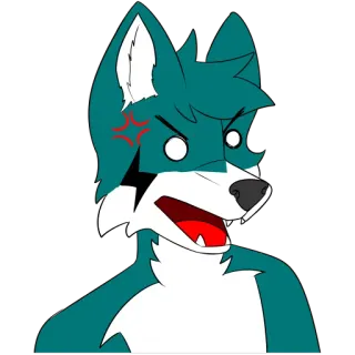 💢 ad328db0 生气, 狼, 动物, 毛茸茸, 卡通, 表情, 难过 whatsapp sticker