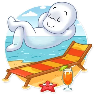 😊 349c0caf strand, ontspanning, cartoon, zomer, vakantie, vrije tijd, zonnen, zeester telegram sticker