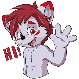 😃 8c5667c3 HI! Furry, Anthropomorphe, Animal, Amical, Salut, Coucou, Bonjour telegram sticker
