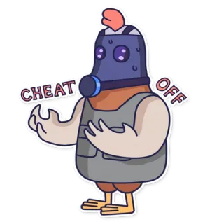 😡 10497ea7 CHEAT OFF kip, gasmasker, afkijken, cartoon, sticker telegram sticker