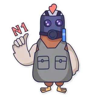 1️⃣ 14f79e10 N1 kip, gasmasker, harnas, sticker, cartoon telegram sticker