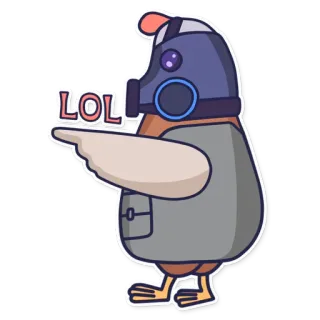 😂 3d6b4573 LOL kip, LOL, gasmasker, dier, humor, grappig telegram sticker