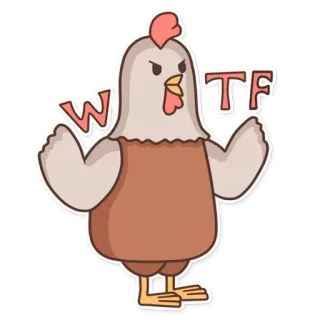 😱 9d1a86db WTF kip, boos, grappig, WTF, cartoon, dier telegram sticker