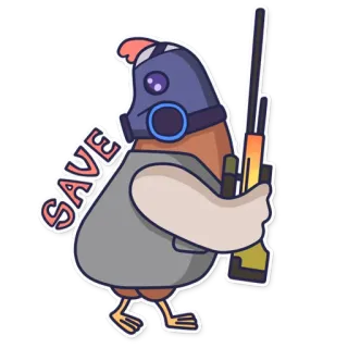 🛡 a5ab25c8 SAVE scherpschutter, vogel, wapen, masker, soldaat, redden telegram sticker