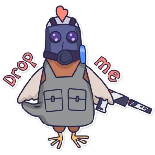 🤑 e73b07f3 Drop me kip, gasmasker, pistool, wapen, pantser telegram sticker