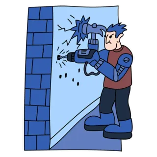 🔨 9b7d36c9 bor, kartun, pria, alat, konstruksi, bangunan whatsapp sticker