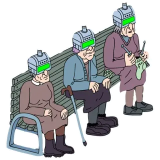 👵 f7fb7d2f nenek, tua, wanita tua, futuristik, bangku whatsapp sticker