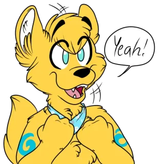 ⭕ 10db559e Yeah! Furry, Dier, Cartoon, Antropomorf, Blij telegram sticker