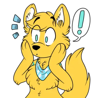 ❗ 1942f8a6 hond, harig, verrassing, cartoon, sticker, uitroep telegram sticker