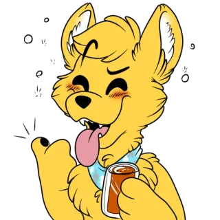 😜 78707bea Cartoon, Hond, Drinken, Tong, Blij telegram sticker