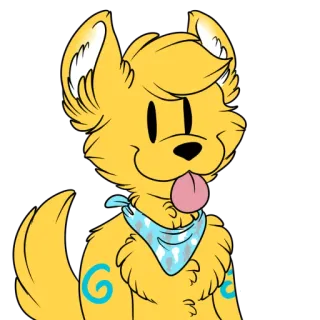 😋 8a5e7b3f hond, cartoon, dier, geel, harig telegram sticker