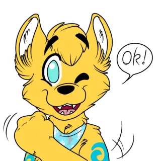 👍 bfde847a Ok! Furry, Dier, Cartoon, Ok telegram sticker