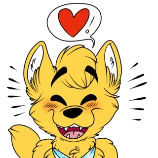 ❤ e5ae67d9 Furry, Wolf, Blij, Liefde, Cartoon telegram sticker