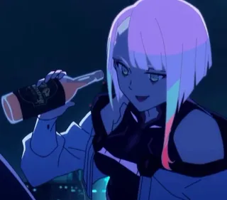 🍺 63a34c6e Anime, Minum, Gadis, Cyberpunk, Neon whatsapp sticker