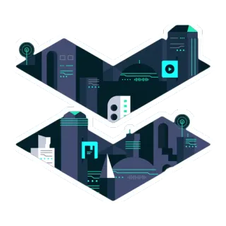 📱 81935c13 paysage urbain, futuriste, architecture, design, bâtiments, illustration vectorielle, urbain telegram sticker