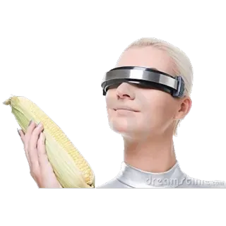 🌽 07a99107 futurista, cyborgue, milho, tecnologia, agricultura, viseira, ficção científica telegram sticker
